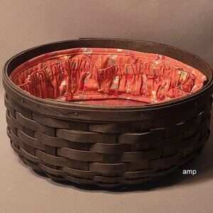 Longaberger 9" Round Keeper Basket with Fabric and Plastic Liner EXCELLENT!